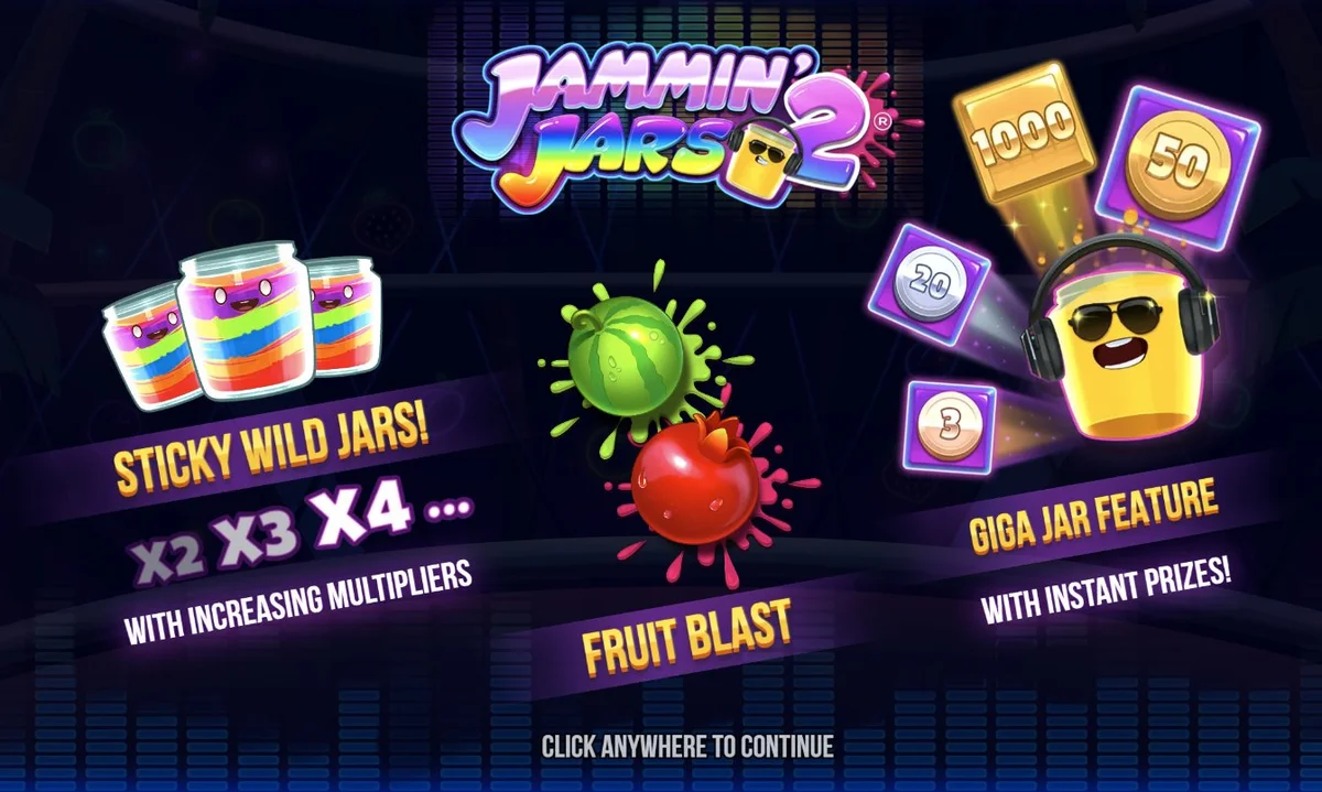Jammin Jars 2 funktionsoversigt — Sticky Wild Jars, Fruit Blast og Giga Jar